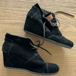 Toms Heeled Wedge Booties Suede